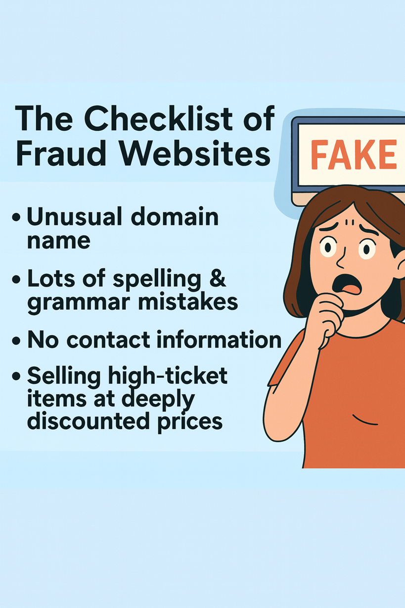Fraudulent website warning displayed on a digital screen
