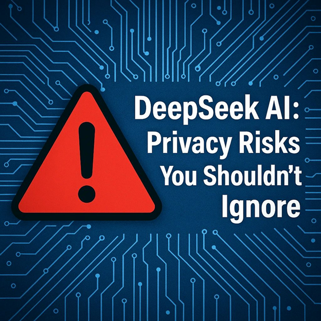 Warning graphic illustrating privacy risks in artificial intelligence systems
