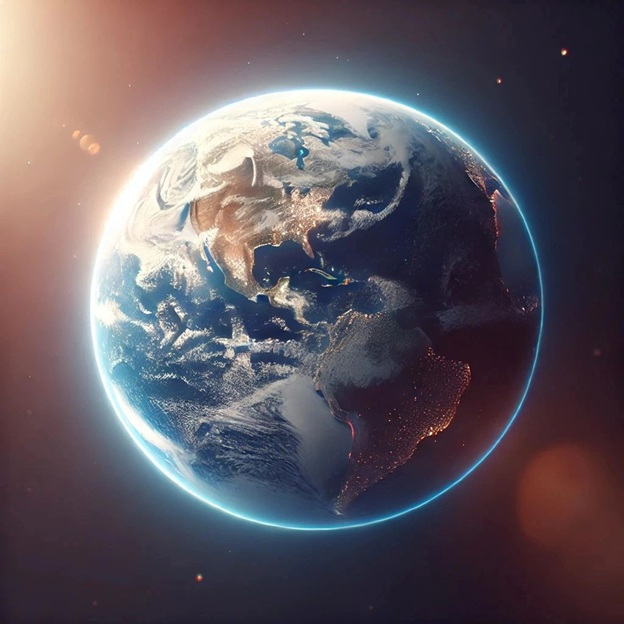 Earth illuminated by a global digital network